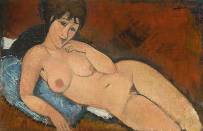 Desnudo sobre un cojín azul de Amedeo Modigliani